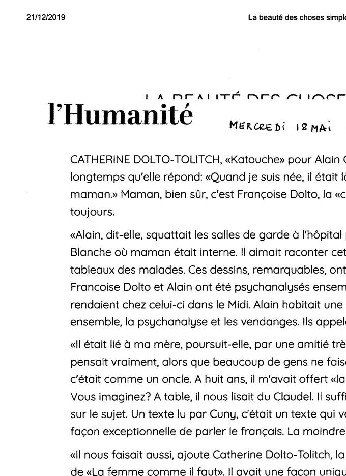Article HUMANITE  18 MAI 1994