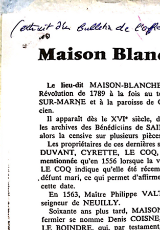 merci à Patrice Cauderlier pour ce texte sur le nom du lieu MAISON BLANCHE