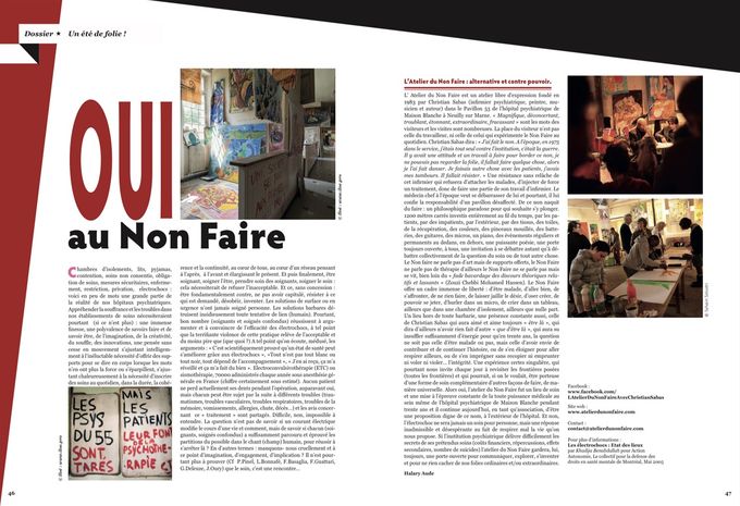 Le monde libertaire, 2014, Le Non Faire, hôpital de Maison Blanche,